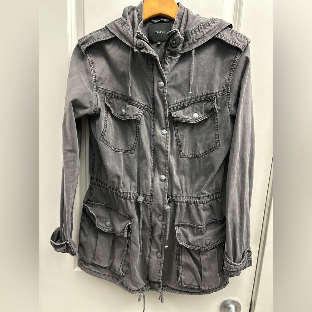 Aritzia Talula Trooper Hooded Grey Utility Jacket